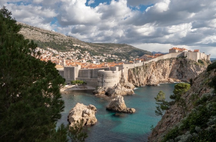 A monumental fortress St. John's Fortress located in Dubrovnik, Croatia, view from the sea.